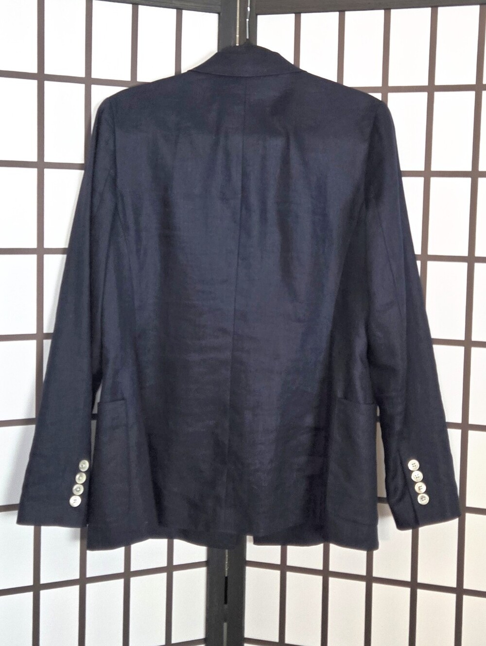 Lauren Ralph Lauren Linen Navy Double-Breasted Blazer - Picture 3 of 12